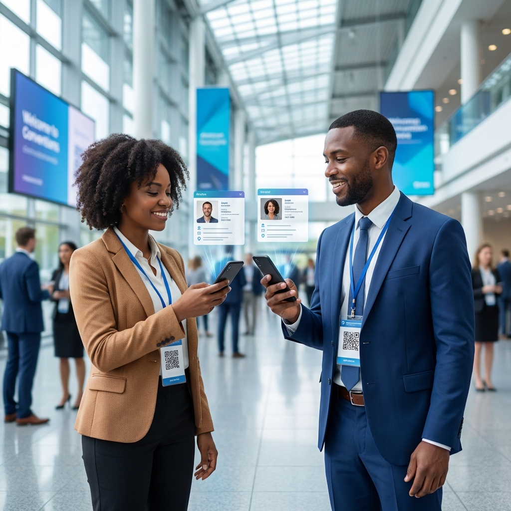 Business card with QR code for contact sharing